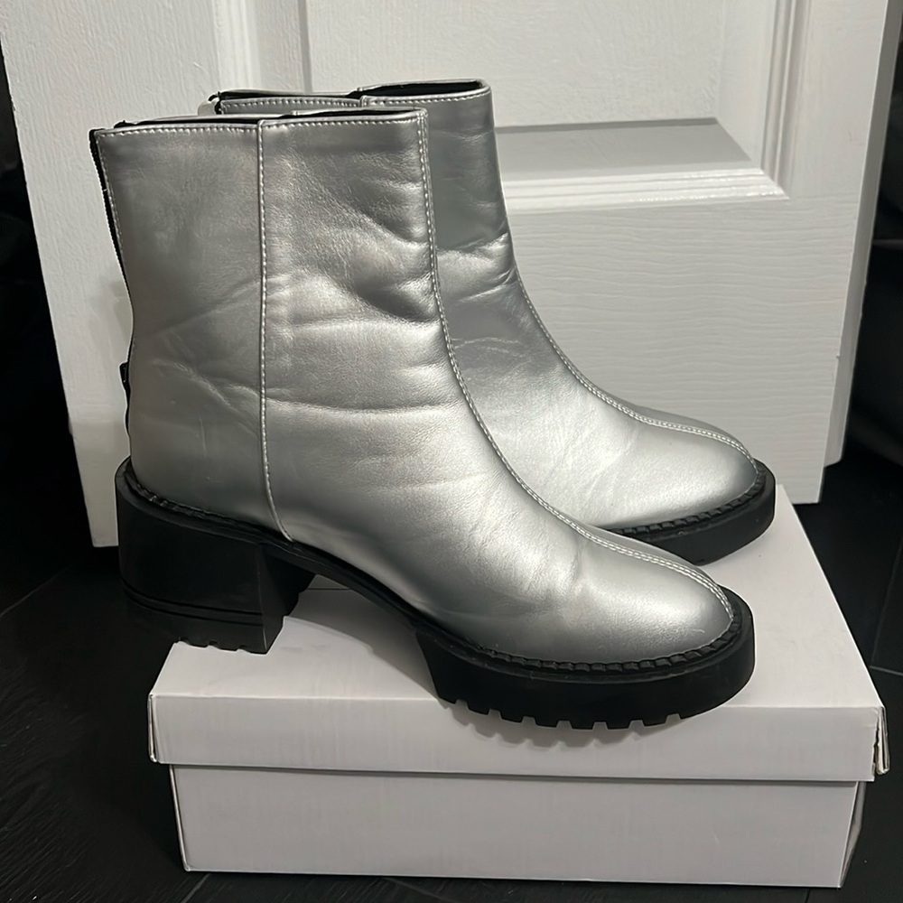 Silver heel boots